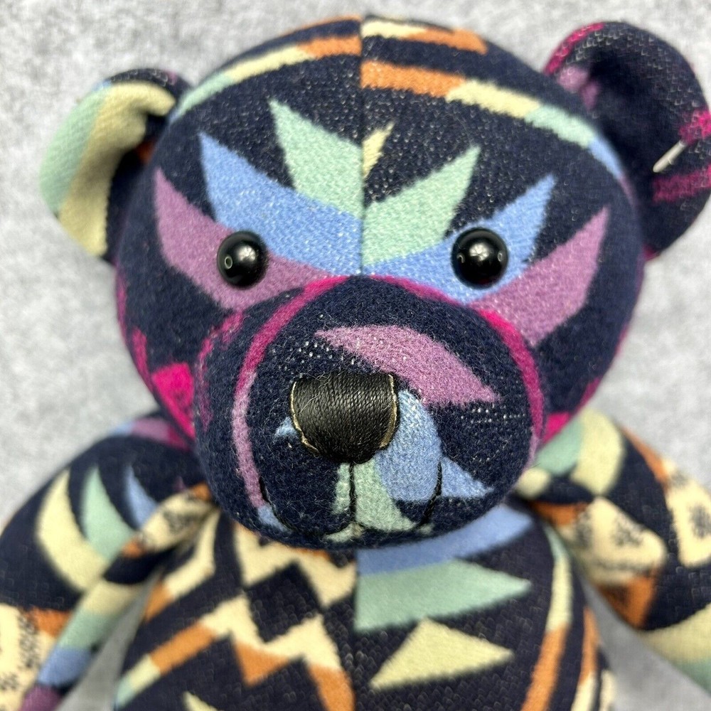 VTG Pendleton by Gund Navajo Navy Wool Blanket Teddy Bear Plush Southwestern 16”